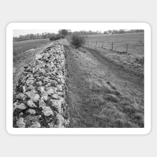 Ancient stone wall on historical Roman camp in rural Norfolk, UK Sticker